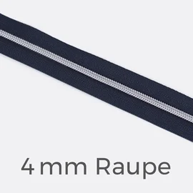 Reißverschluss Meterware Metallisiert Silber 4mm Indigo D196