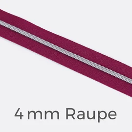 Reißverschluss Meterware Metallisiert Silber 4mm Fuchsia D258