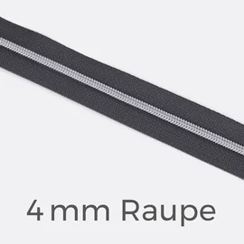 Reißverschluss Meterware Metallisiert Silber 4mm Dunkelgrau D306