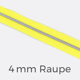 Reißverschluss Meterware Silber Metallisiert 4mm Neongelb PT803
