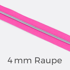 Reißverschluss Gunmetal 4mm Neonpink PT806