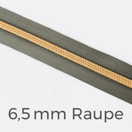 Reißverschluss Meterware Metallisiert Gold 6,5mm Mausgrau B24