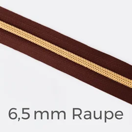 Reißverschluss Meterware Metallisiert Gold 6,5mm Braun B26