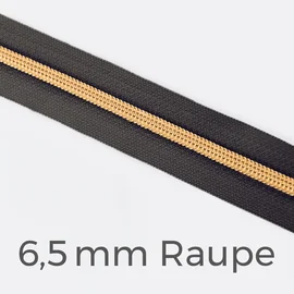Reißverschluss Meterware Metallisiert Gold 6,5mm Anthrazit B39