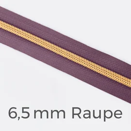 Reißverschluss Meterware Metallisiert Gold 6,5mm Blasslila D206
