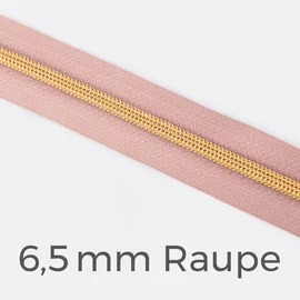 Reißverschluss Meterware Metallisiert Gold 6,5mm Nude D209