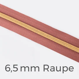 Reißverschluss Meterware Metallisiert Gold 6,5mm Altrosa D213