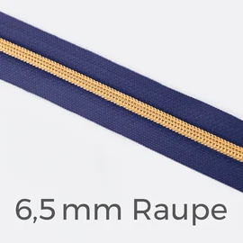 Reißverschluss Meterware Metallisiert Gold 6,5mm Dunkles Flieder D321