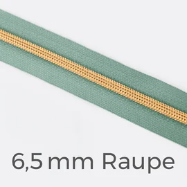 Reißverschluss Meterware Metallisiert Gold 6,5mm Mint D250
