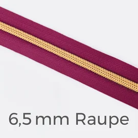 Reißverschluss Meterware Metallisiert Gold 6,5mm Fuchsia D258