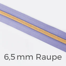 Reißverschluss Meterware Metallisiert Gold 6,5mm Helles Flieder D268