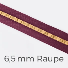 Reißverschluss Meterware Metallisiert Gold 6,5mm Dunkles Altrosa D285