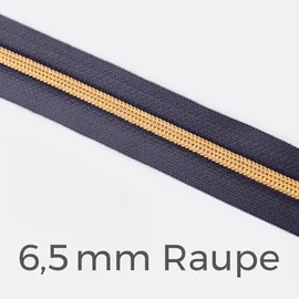 Reißverschluss Meterware Metallisiert Gold 6,5mm Lilac D319