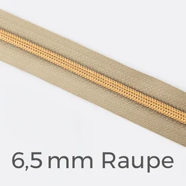 Reißverschluss Meterware Metallisiert Gold 6,5mm Beige D371