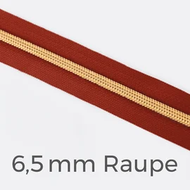 Reißverschluss Meterware Metallisiert Gold 6,5mm Rost D45