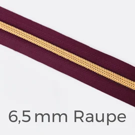 Reißverschluss Meterware Metallisiert Gold 6,5mm Helle Beere D525