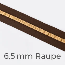 Reißverschluss Meterware Metallisiert Gold 6,5mm Dunkelbraun D568