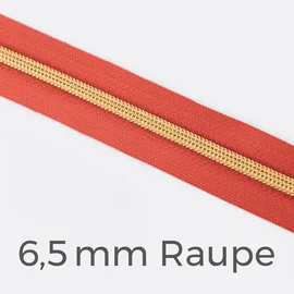 Reißverschluss Meterware Metallisiert Gold 6,5mm Koralle D816