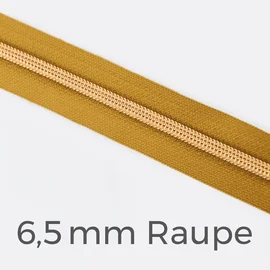 Reißverschluss Meterware Metallisiert Gold 6,5mm Senf D846