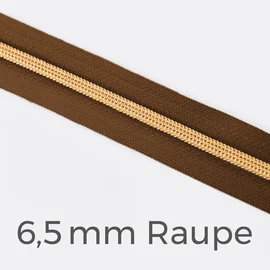 Reißverschluss Meterware Metallisiert Gold 6,5mm Goldbraun D857