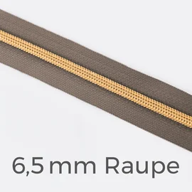 Reißverschluss Meterware Metallisiert Gold 6,5mm Taupe D894
