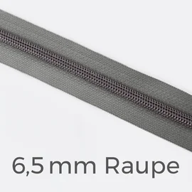 Reißverschluss Meterware Metallisiert Gunmetal 6,5mm Mausgrau B24
