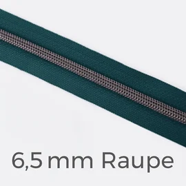 Reißverschluss Meterware Metallisiert Gunmetal 6,5mm Petrol D103