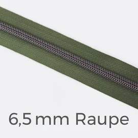 Reißverschluss Meterware Metallisiert Gunmetal 6,5mm Army D170