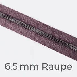 Reißverschluss Meterware Metallisiert Gunmetal 6,5mm Blasslila D206