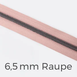 Reißverschluss Meterware Metallisiert Gunmetal 6,5mm Nude D209