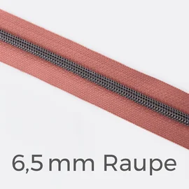 Reißverschluss Meterware Metallisiert Gunmetal 6,5mm Altrosa D213