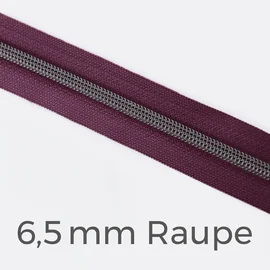 Reißverschluss Meterware Metallisiert Gunmetal 6,5mm Beere D230