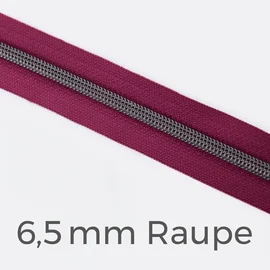 Reißverschluss Meterware Metallisiert Gunmetal 6,5mm Fuchsia D258