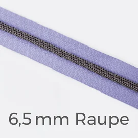 Reißverschluss Meterware Metallisiert Gunmetal 6,5mm Helles Flieder D268