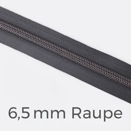 Reißverschluss Meterware Metallisiert Gunmetal 6,5mm Dunkelgrau D306