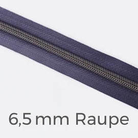 Reißverschluss Meterware Metallisiert Gunmetal 6,5mm Lilac D319