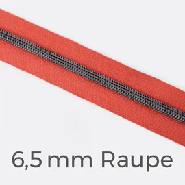 Reißverschluss Meterware Metallisiert Gunmetal 6,5mm Koralle D816