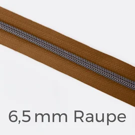 Reißverschluss Meterware Metallisiert Gunmetal 6,5mm Goldbraun D857