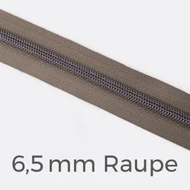 Reißverschluss Meterware Metallisiert Gunmetal 6,5mm Taupe D894