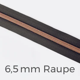 Reißverschluss Meterware Metallisiert Kupfer 6,5mm Anthrazit B39