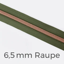 Reißverschluss Meterware Metallisiert Kupfer 6,5mm Army D170