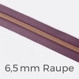 Reißverschluss Meterware Metallisiert Kupfer 6,5mm Blasslila D206
