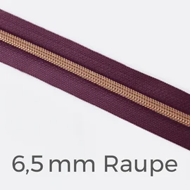 Reißverschluss Meterware Metallisiert Kupfer 6,5mm Beere D230