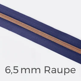Reißverschluss Meterware Metallisiert Kupfer 6,5mm Dunkles Flieder D321