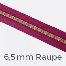 Reißverschluss Meterware Metallisiert Kupfer 6,5mm Fuchsia D258