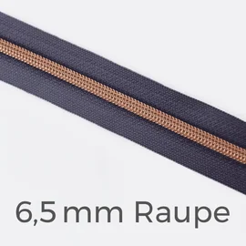 Reißverschluss Meterware Metallisiert Kupfer 6,5mm Lilac D319