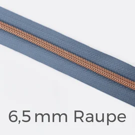 Reißverschluss Meterware Metallisiert Kupfer 6,5mm Pastellblau D339