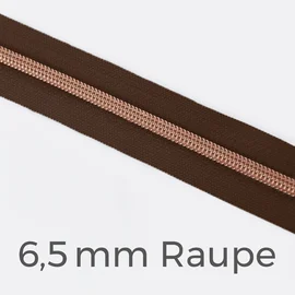 Reißverschluss Meterware Metallisiert Kupfer 6,5mm Dunkelbraun D568