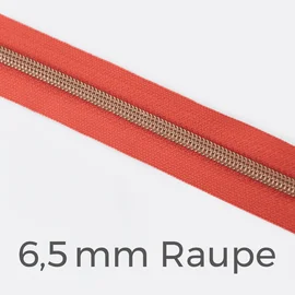 Reißverschluss Meterware Metallisiert Kupfer 6,5mm Koralle D816