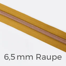 Reißverschluss Meterware Metallisiert Kupfer 6,5mm Senf D846